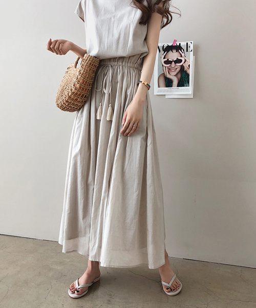 ABITOKYO(アビトーキョー)の「麻ライク マキシワンピース(ワンピース・レディース・アイボリー/ブラック系その他/ブラック/カーキ/キャメル/ダークグリーン/ベージュ系その他/ブラック×ホワイト・FREE)」の13枚目の写真