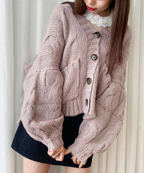 apres jour(アプレジュール)の「ポケット付きケーブルVカーデ【ZOZOTOWN限定アイテム】(カーディガン/ボレロ・レディース・ベージュ/カーキ/モカ/ラベンダー・フリー)」の15枚目の写真