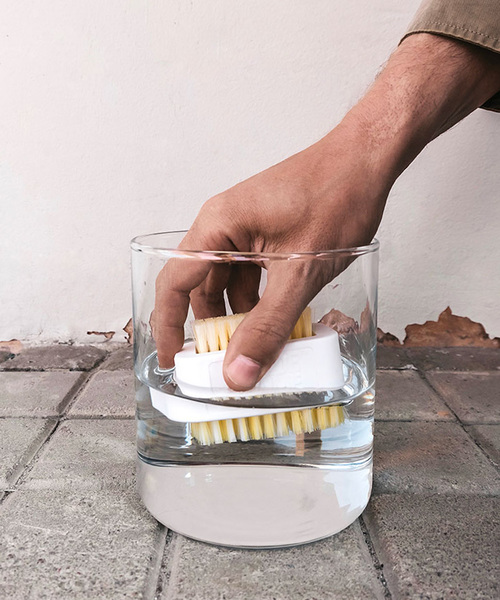 SHOE SHAME(シューシェイム)の「〈SHOE SHAME/シューシェイム〉 LOSE THE DIRT KIT クリーニングキット シューケアセット(シューケア用品・メンズ・ホワイト×イエロー・FREE)」の4枚目の写真