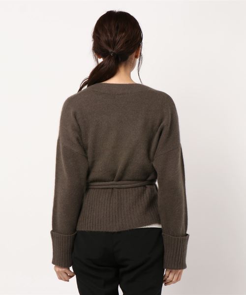 La TOTALITE（ラトータリテ）の「ラクーン混カシュクールカーディガン◆（カーディガン/ボレロ・レディース・チャコールグレー/ベージュ/ウッド・FREE）」の5枚目の写真