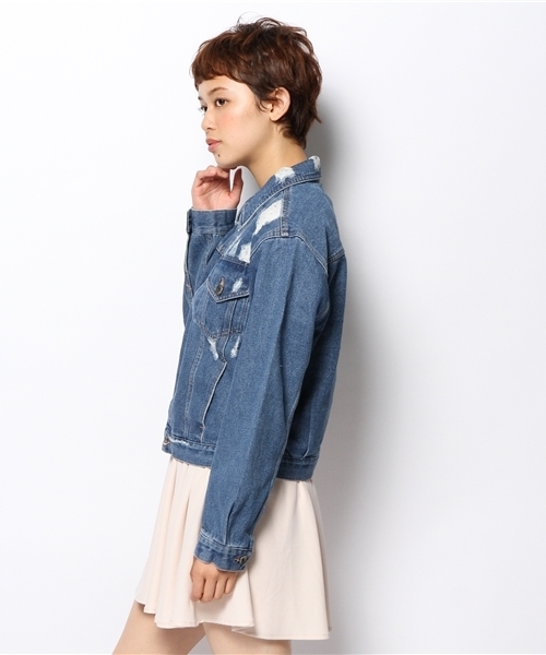 WEGO（ウィゴー）の「WEGO/ダメージデニムGジャン（デニムジャケット・レディース・インディゴブルー・FREE）」の7枚目の写真