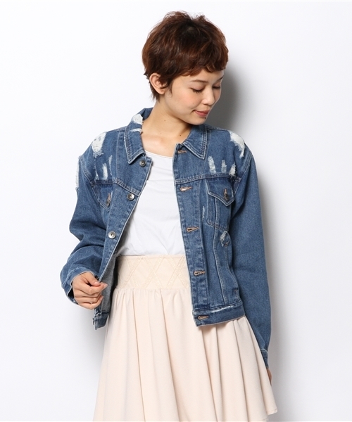 WEGO（ウィゴー）の「WEGO/ダメージデニムGジャン（デニムジャケット・レディース・インディゴブルー・FREE）」の9枚目の写真