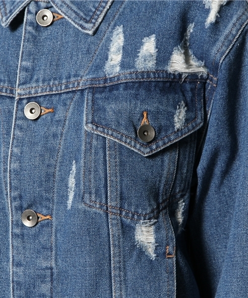 WEGO（ウィゴー）の「WEGO/ダメージデニムGジャン（デニムジャケット・レディース・インディゴブルー・FREE）」の2枚目の写真