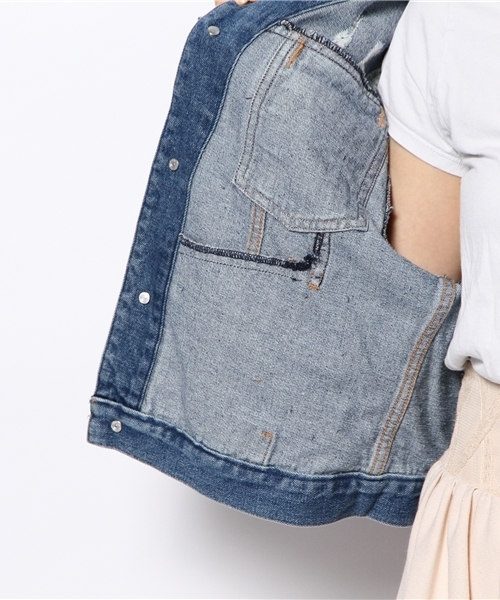 WEGO（ウィゴー）の「WEGO/ダメージデニムGジャン（デニムジャケット・レディース・インディゴブルー・FREE）」の4枚目の写真