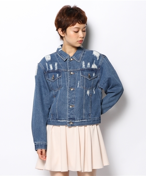 WEGO（ウィゴー）の「WEGO/ダメージデニムGジャン（デニムジャケット・レディース・インディゴブルー・FREE）」の13枚目の写真