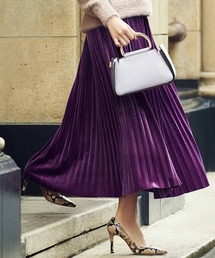 IEDIT 上品な光沢のベロアプリーツスカート