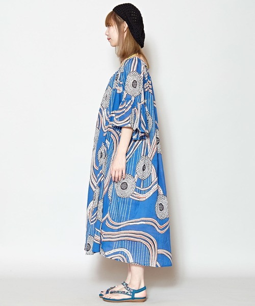 チャイハネ（チャイハネ）の「【チャイハネ】yul アフリカン柄ボリュームスリーブワンピース（ワンピース・レディース・レッド/イエロー/ブルー・FREE）」の8枚目の写真