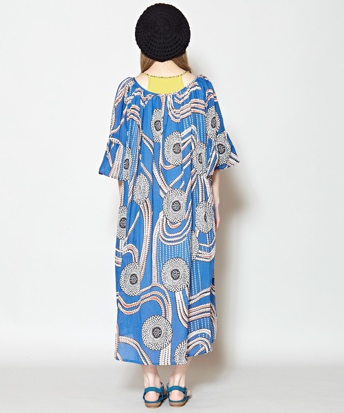 チャイハネ（チャイハネ）の「【チャイハネ】yul アフリカン柄ボリュームスリーブワンピース（ワンピース・レディース・レッド/イエロー/ブルー・FREE）」の9枚目の写真