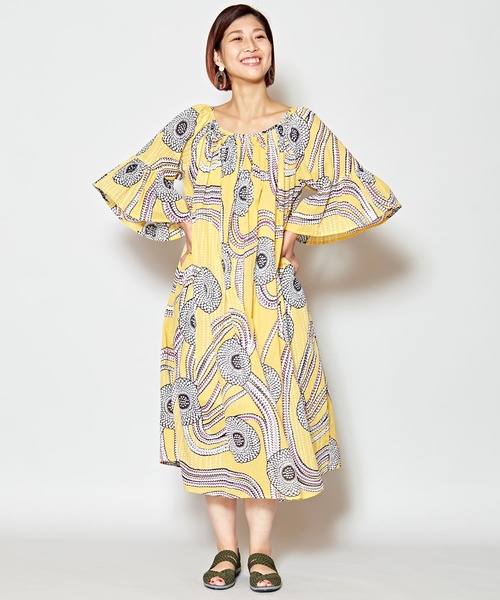 チャイハネ（チャイハネ）の「【チャイハネ】yul アフリカン柄ボリュームスリーブワンピース（ワンピース・レディース・レッド/イエロー/ブルー・FREE）」の18枚目の写真