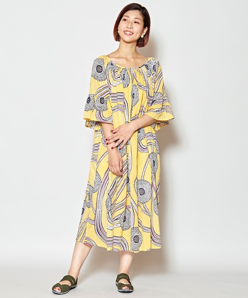 チャイハネ（チャイハネ）の「【チャイハネ】yul アフリカン柄ボリュームスリーブワンピース（ワンピース・レディース・レッド/イエロー/ブルー・FREE）」の12枚目の写真