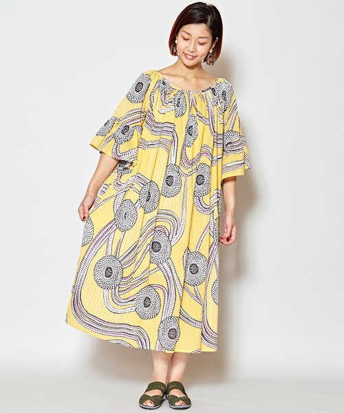 チャイハネ（チャイハネ）の「【チャイハネ】yul アフリカン柄ボリュームスリーブワンピース（ワンピース・レディース・レッド/イエロー/ブルー・FREE）」の13枚目の写真