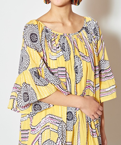 チャイハネ（チャイハネ）の「【チャイハネ】yul アフリカン柄ボリュームスリーブワンピース（ワンピース・レディース・レッド/イエロー/ブルー・FREE）」の15枚目の写真