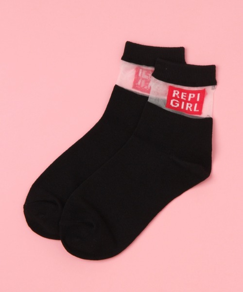 repipi armario（レピピ アルマリオ）の「ボックスロゴシースルーソックス（ソックス/靴下・レディース・ホワイト/ブラック/パープル/ミント・FREE）」の3枚目の写真