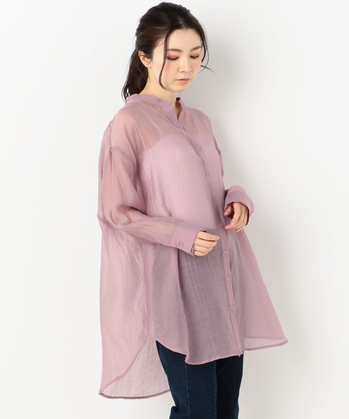 archives（アルシーヴ）の「シアーバンドカラーシャツ（シャツ/ブラウス・レディース・パープル/イエロー/オレンジ/アイボリー・MEDIUM）」の3枚目の写真