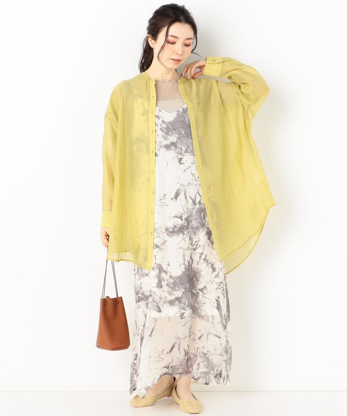 archives（アルシーヴ）の「シアーバンドカラーシャツ（シャツ/ブラウス・レディース・パープル/イエロー/オレンジ/アイボリー・MEDIUM）」の10枚目の写真