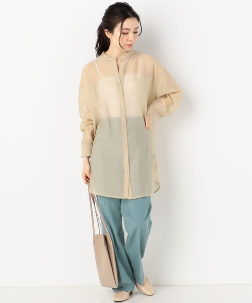 archives（アルシーヴ）の「シアーバンドカラーシャツ（シャツ/ブラウス・レディース・パープル/イエロー/オレンジ/アイボリー・MEDIUM）」の6枚目の写真