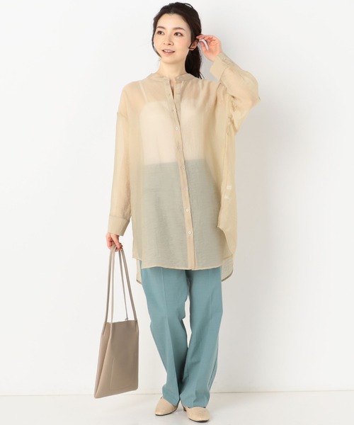 archives（アルシーヴ）の「シアーバンドカラーシャツ（シャツ/ブラウス・レディース・パープル/イエロー/オレンジ/アイボリー・MEDIUM）」の7枚目の写真