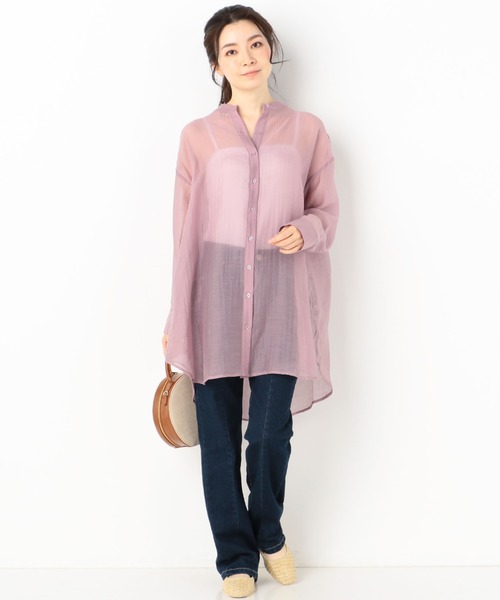 archives（アルシーヴ）の「シアーバンドカラーシャツ（シャツ/ブラウス・レディース・パープル/イエロー/オレンジ/アイボリー・MEDIUM）」の13枚目の写真