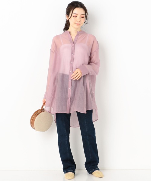 archives（アルシーヴ）の「シアーバンドカラーシャツ（シャツ/ブラウス・レディース・パープル/イエロー/オレンジ/アイボリー・MEDIUM）」の15枚目の写真