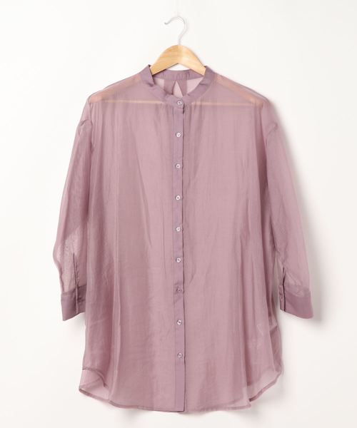 archives（アルシーヴ）の「シアーバンドカラーシャツ（シャツ/ブラウス・レディース・パープル/イエロー/オレンジ/アイボリー・MEDIUM）」の21枚目の写真