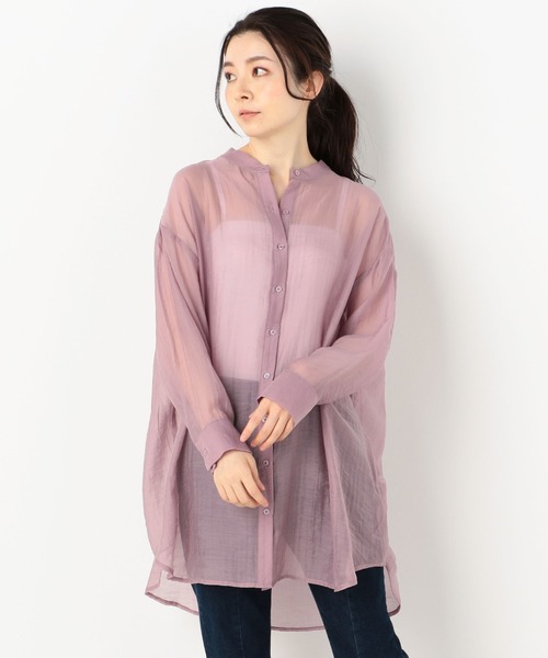 archives（アルシーヴ）の「シアーバンドカラーシャツ（シャツ/ブラウス・レディース・パープル/イエロー/オレンジ/アイボリー・MEDIUM）」の18枚目の写真