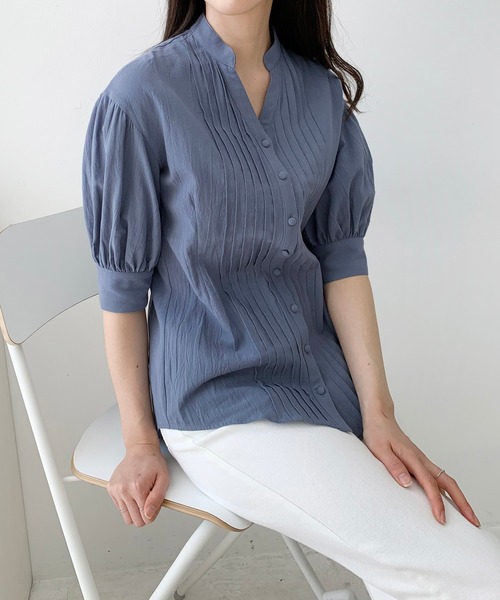Jewelobe(ジュエローブ)の「ボリュームスリーブピンタックブラウス(シャツ/ブラウス・レディース・ベージュ/ピンク/ブルー/グリーン・FREE)」の15枚目の写真