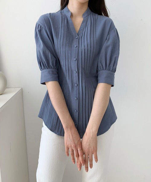 Jewelobe(ジュエローブ)の「ボリュームスリーブピンタックブラウス(シャツ/ブラウス・レディース・ベージュ/ピンク/ブルー/グリーン・FREE)」の16枚目の写真