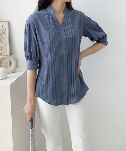 Jewelobe(ジュエローブ)の「ボリュームスリーブピンタックブラウス(シャツ/ブラウス・レディース・ベージュ/ピンク/ブルー/グリーン・FREE)」の21枚目の写真