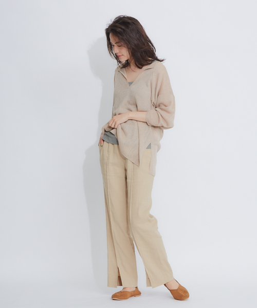 qualite（カリテ）の「リネンレーヨンスリットパンツ（その他パンツ・レディース・ブラック/ベージュ・40/38/36）」の10枚目の写真