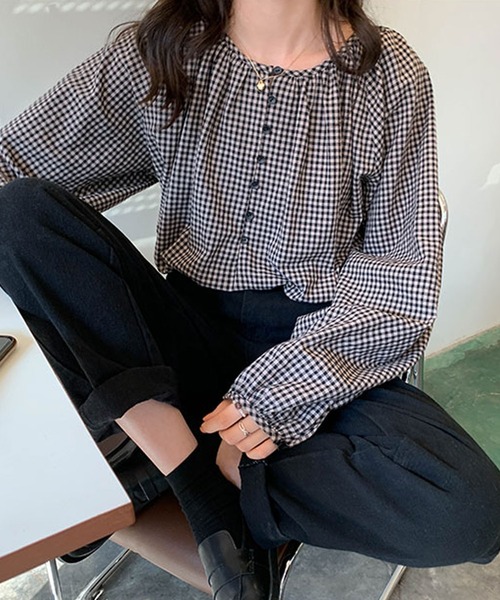 Girly Doll（ガーリードール）の「ナチュラルボリューム袖ブラウス（シャツ/ブラウス・レディース・ホワイト/ライトブルー/ブラック/ベージュ/グレー/レッド/その他/ベージュ系その他/グレー系その他・F）」の4枚目の写真