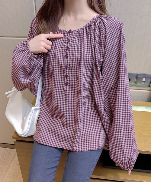 Girly Doll（ガーリードール）の「ナチュラルボリューム袖ブラウス（シャツ/ブラウス・レディース・ホワイト/ライトブルー/ブラック/ベージュ/グレー/レッド/その他/ベージュ系その他/グレー系その他・F）」の8枚目の写真