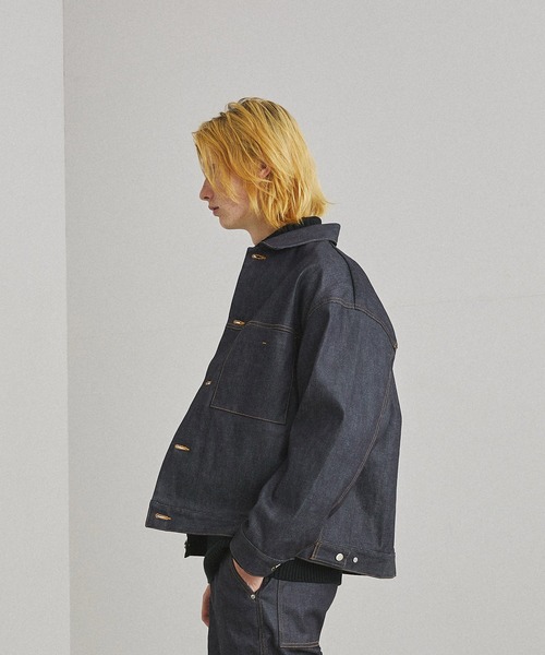 UNITED TOKYO(ユナイテッドトウキョウ)の「12oz ストレッチデニムオーバーサイズトラックJK(デニムジャケット・メンズ・インディゴブルー/オフホワイト・1/2/3)」の4枚目の写真