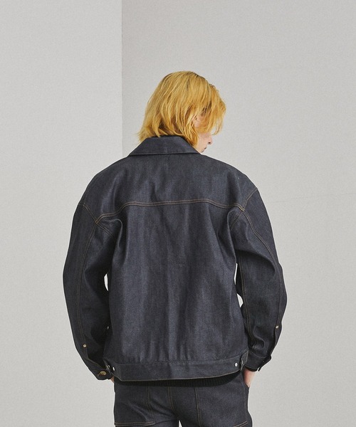 UNITED TOKYO(ユナイテッドトウキョウ)の「12oz ストレッチデニムオーバーサイズトラックJK(デニムジャケット・メンズ・インディゴブルー/オフホワイト・1/2/3)」の5枚目の写真