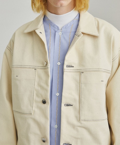 UNITED TOKYO(ユナイテッドトウキョウ)の「12oz ストレッチデニムオーバーサイズトラックJK(デニムジャケット・メンズ・インディゴブルー/オフホワイト・1/2/3)」の17枚目の写真