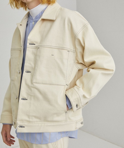 UNITED TOKYO(ユナイテッドトウキョウ)の「12oz ストレッチデニムオーバーサイズトラックJK(デニムジャケット・メンズ・インディゴブルー/オフホワイト・1/2/3)」の16枚目の写真