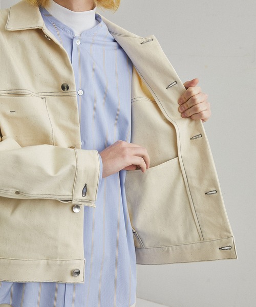 UNITED TOKYO(ユナイテッドトウキョウ)の「12oz ストレッチデニムオーバーサイズトラックJK(デニムジャケット・メンズ・インディゴブルー/オフホワイト・1/2/3)」の13枚目の写真