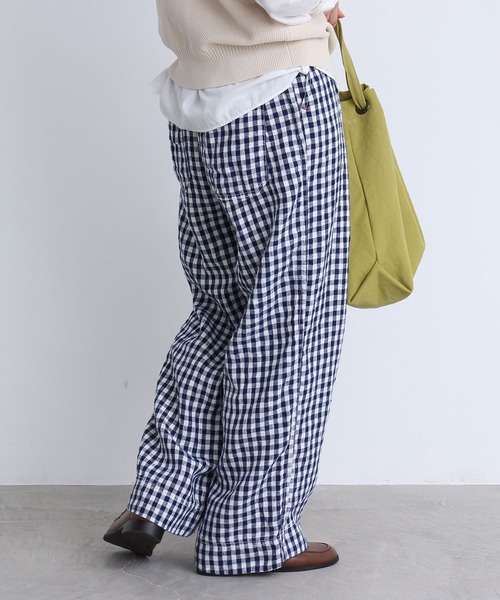 PAR ICI（パーリッシィ）の「リネンギンガム ワイドパンツ