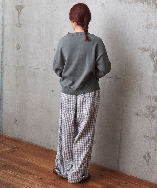 PAR ICI（パーリッシィ）の「リネンギンガム ワイドパンツ