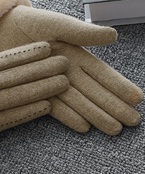 レディーススマホタッチ対応ふわふわファー手袋