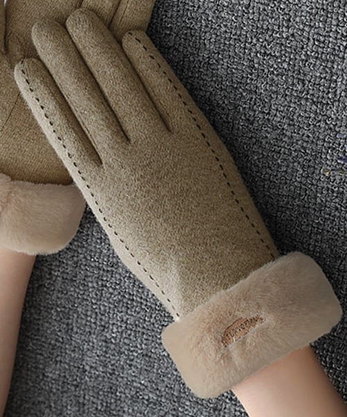 レディーススマホタッチ対応ふわふわファー手袋