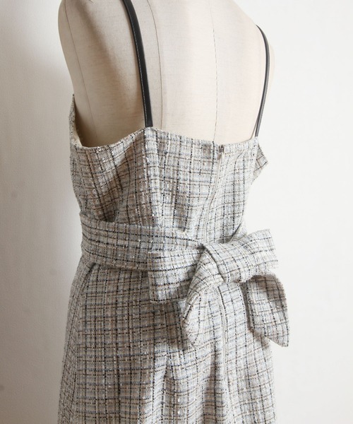 Luxe ワンピース Tocco Tocco セール Closet ワンピース Closet トッコ クローゼット のファッション ウエストりぼん付きパール装飾ツイードキャミワンピース Tocco
