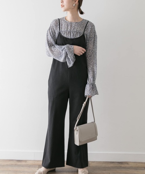 F by ROSSO（エフバイロッソ）の「F by ROSSO　コットンレーヨンオールインワン∴（サロペット/オーバーオール・レディース・ブラック/ベージュ/オフホワイト・38/36）」の3枚目の写真