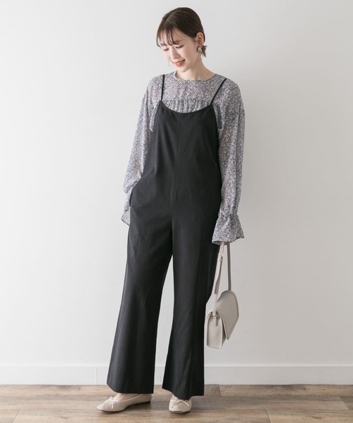 F by ROSSO（エフバイロッソ）の「F by ROSSO　コットンレーヨンオールインワン∴（サロペット/オーバーオール・レディース・ブラック/ベージュ/オフホワイト・38/36）」の5枚目の写真