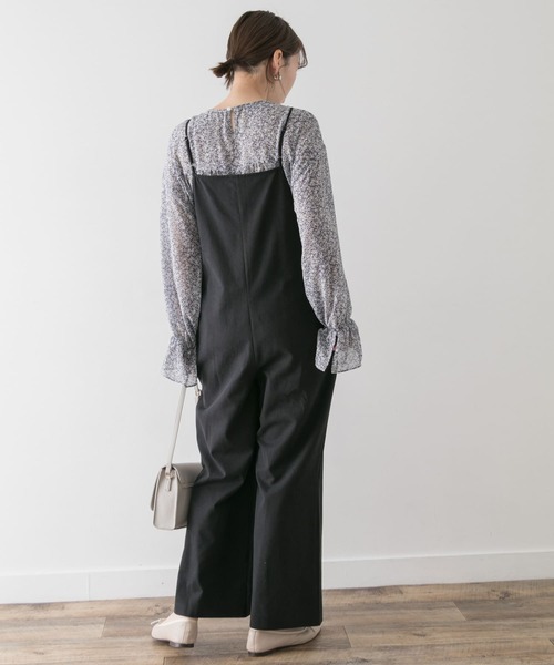 F by ROSSO（エフバイロッソ）の「F by ROSSO　コットンレーヨンオールインワン∴（サロペット/オーバーオール・レディース・ブラック/ベージュ/オフホワイト・38/36）」の6枚目の写真