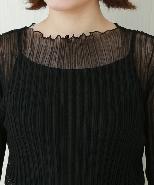 libelle more（リベル モア）の「パワーネットランダムプリーツ　プルオーバー+ボードレーキャミ　セット（Tシャツ/カットソー・レディース・ライトベージュ/ピンク/オフホワイト/ブラック・L/M）」の22枚目の写真