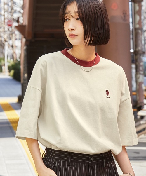 U.S.POLOASSN./ユーエスポロアッスン別注ワンポイント刺繍ビッグシルエットカットソー半袖teeトップス