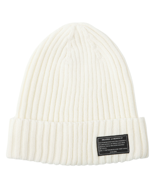 MILKFED.（ミルクフェド）の「【mini5月号掲載】BASIC RIB KNITTED CAP　（ニットキャップ/ビーニー/無地）（ニットキャップ/ビーニー・レディース・ホワイト/ネイビー/ライトブルー/ライトピンク・ONE SIZE）」の2枚目の写真