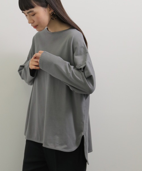 AMERICAN HOLIC(アメリカンホリック)の「ラウンドテール前後差カットプルオーバー(Tシャツ/カットソー・レディース・イエロー/ブルー/オフホワイト/ラベンダー/グレー/チャコールグレー・M/L)」の3枚目の写真