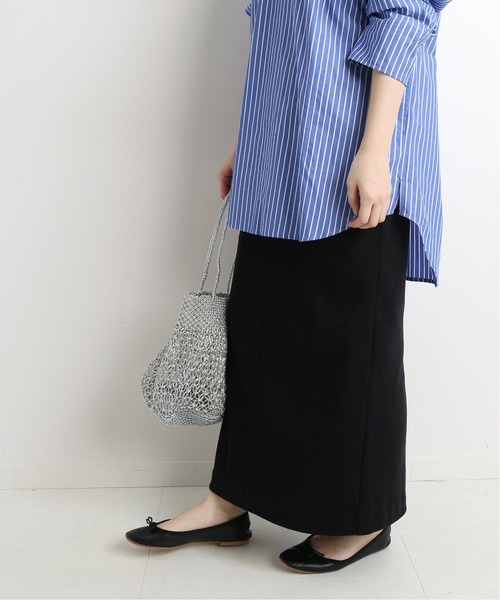 SLOBE IENA（スローブイエナ）の「コットンマリブフライススカ―ト【ウエストゴム/手洗い可能】◆（スカート・レディース・ブラック/アイボリー/ブルー系その他/カーキ・FREE）」の3枚目の写真