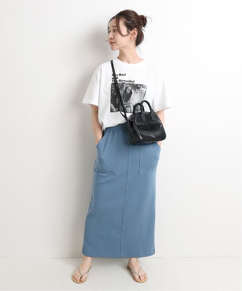 SLOBE IENA（スローブイエナ）の「コットンマリブフライススカ―ト【ウエストゴム/手洗い可能】◆（スカート・レディース・ブラック/アイボリー/ブルー系その他/カーキ・FREE）」の10枚目の写真